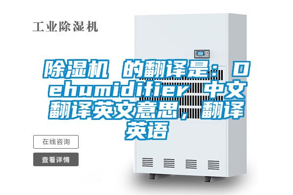 芭乐APP下载官网入口新版 的翻译是：Dehumidifier 中文翻译英文意思，翻译英语